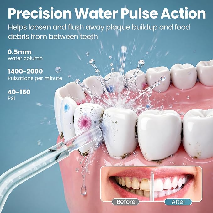 Onlyone Water Flosser — Cordless Dental Water Jet with 4 Pressure Modes, 1500-2000 Pulses/Min, 300ML Tank, IPX7 Waterproof, Rechargeable Portable Oral Irrigator for Braces, Sensitive Gums & Travel