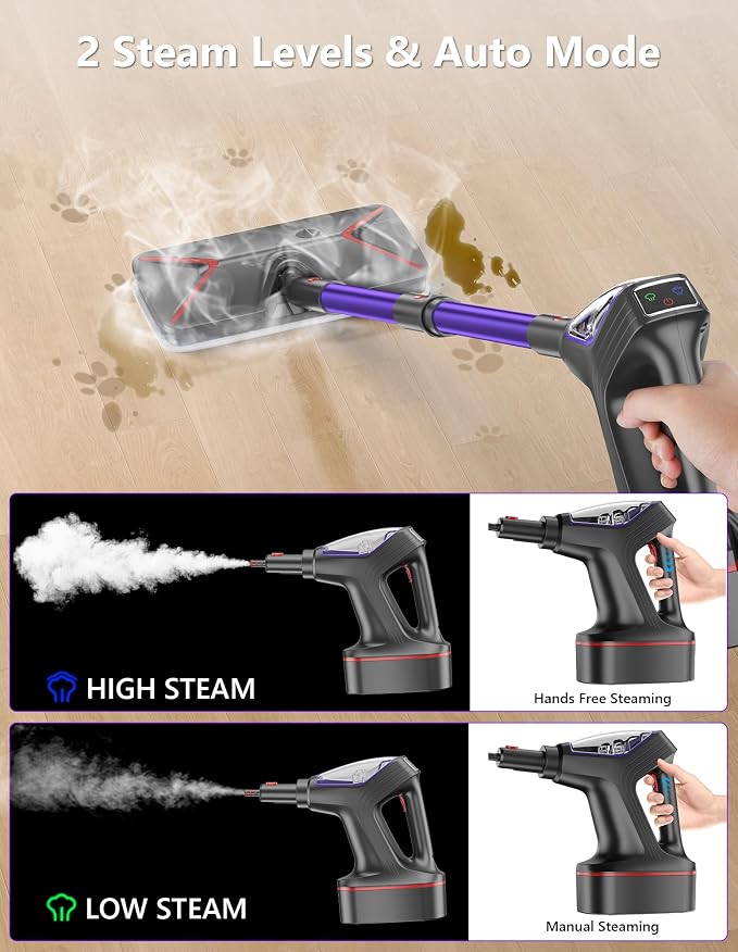 Heavy Duty Steam Mop for Floor Cleaning – All-in-One Detachable Handheld Steam Cleaner for Hardwood, Tile, Grout & Windows – Multipurpose Steamer for Home, Furniture, Walls & Decks