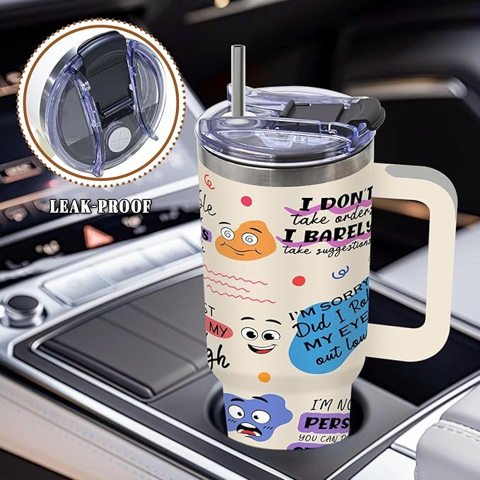 DUUV 40 Oz Funny Tumbler with Handle and Lid, Motivational Saying Cup for Work Office Coworkers, Encouragement Gifts for Birthday Christmas, 1PCS
