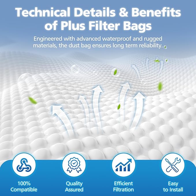 15 + 5 Pack Compatible with Vacuums 204811 Filter Plus Bags Universal Cloth Bags and Belts 301291 for F-Style and Twist-Style, and All Models Generation 4 - Sentria II 204814