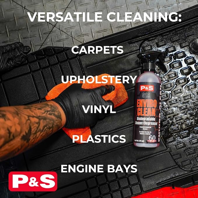 P & S PROFESSIONAL DETAIL PRODUCTS P&S Enviro-Clean Concentrated Cleaner & Degreaser – Citrus-Based Biodegradable Heavy Duty Cleaner for Cars, Engines, Wheels, Carpet & Vinyl