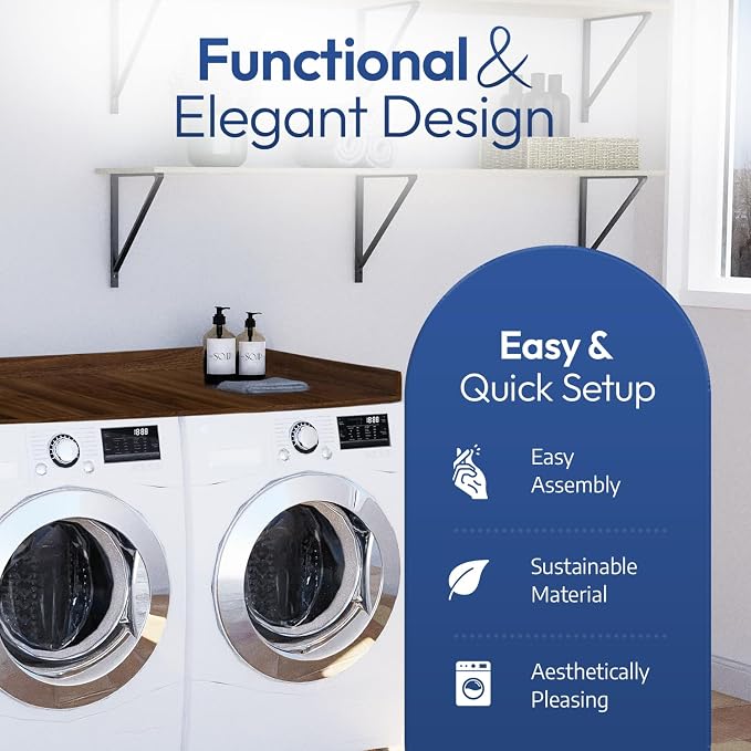 OfficeSimpli Washer Dryer Countertop, Made in USA, Non-Slip Pads, Laundry Room Wood Topper, Washer Dryer Cover for Top, Laundry Countertop, Laminate Finish (California Walnut, Standard (27.5" x 54"))