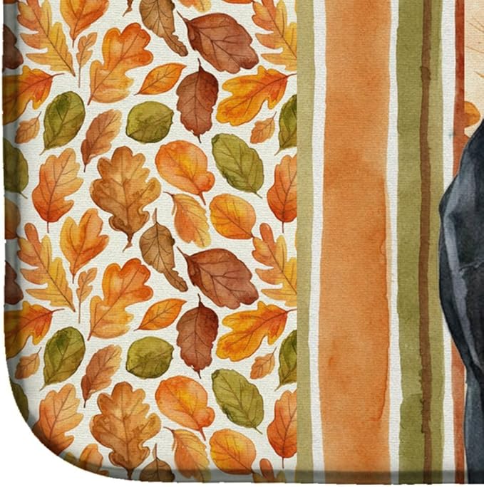 Caroline's Treasures Black Italian Greyhound Heirloom Fall Dish Drying Mat Absorbent Dish Drying Mat Pad for Kitchen Counter Dish Drainer Mat for Countertop, 14 x 21", Multicolor
