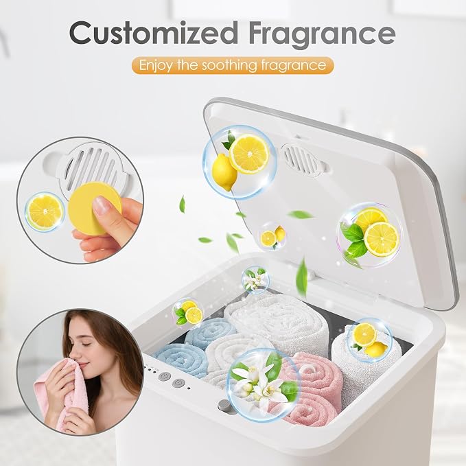 Towel Warmer Fast Heated, Towel Warmers for Bathroom 4 Timer Settings (30/60/120/240 Mins) One-Button Control, Saving Space&Safety Lock, 20L Blanket Warmers Fits Oversized Towels, Bathrobes, Pajamas