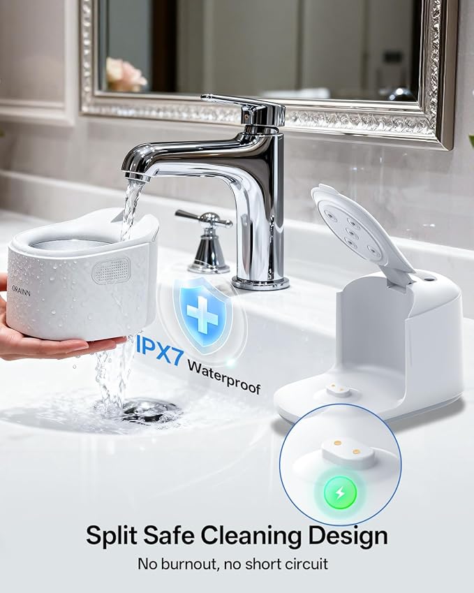 30W Ultrasonic Retainer Cleaner Machine,IPX7 Waterproof Dental Cleaning Pod,45kHz Denture Dome With UV Light,3 Modes, Digital Timer for Night Guard, Mouth Guard, Braces with 230ml Tank(Grey)