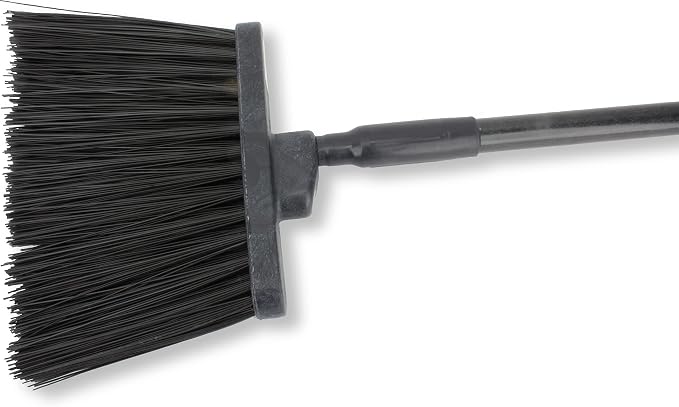 SPARTA 41083EC03 Plastic Color Coded Broom, Unflagged Bristles, Long Broom With Angled Head For Small Debris Cleaning, 56 Inches, Black, (Pack of 12)