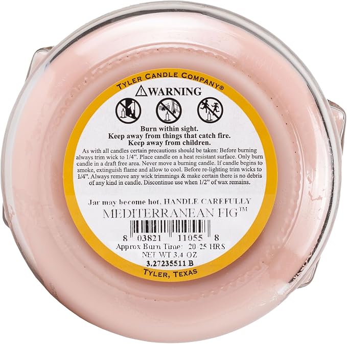 Tyler Candle Company 3055 Mediterranean FIG 3 Ounce Scented Jar Candle for Home or Office, Pack of 2