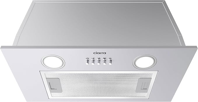 CIARRA Insert Range Hood 20 inch 650 CFM Kitchen Stove Hood with LED Light, 3 Speed Exhaust Fan, Push Button, Stainless Steel, CAS52913E-N
