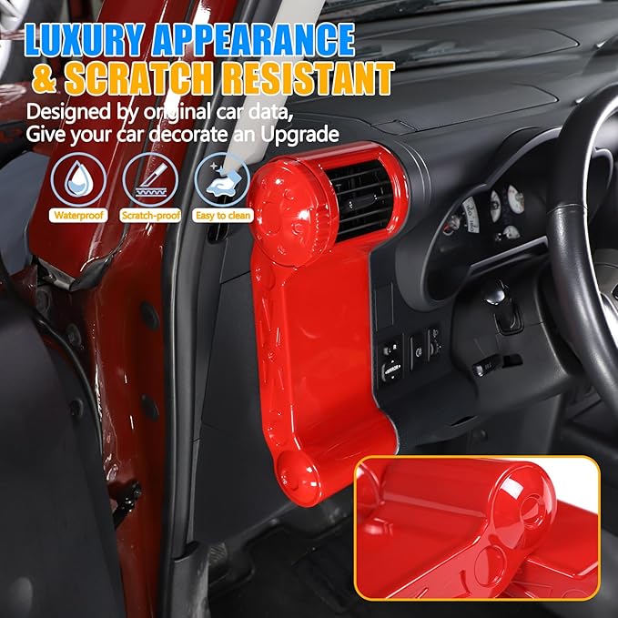 ABS Car Dashboard Side Air Outlet Frame Decorative Panel for Toyota FJ Cruiser (XJ10) 2007-2022 A/C Air Vent Kit Interior Accessories (Red)