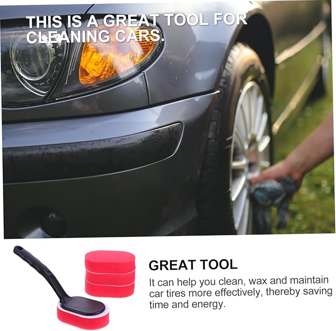 MAGICLULU 15pcs Car Detailing Brush Set Ergonomic Handle Tire Waxing Sponge Applicator for Wheel Cleaning and Maintenance Car Cleaning Tool for Tire Shine and Detailing
