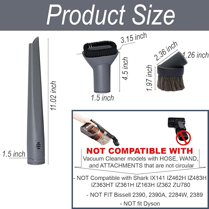 For Shark Vacuum Cleaner Accessories Replacement Kit | Household Cleaning Set with Crevice Tool, Dust Brushes & Vacuum Hose Adapters | 35MM Vacuum Attachments & Brushes
