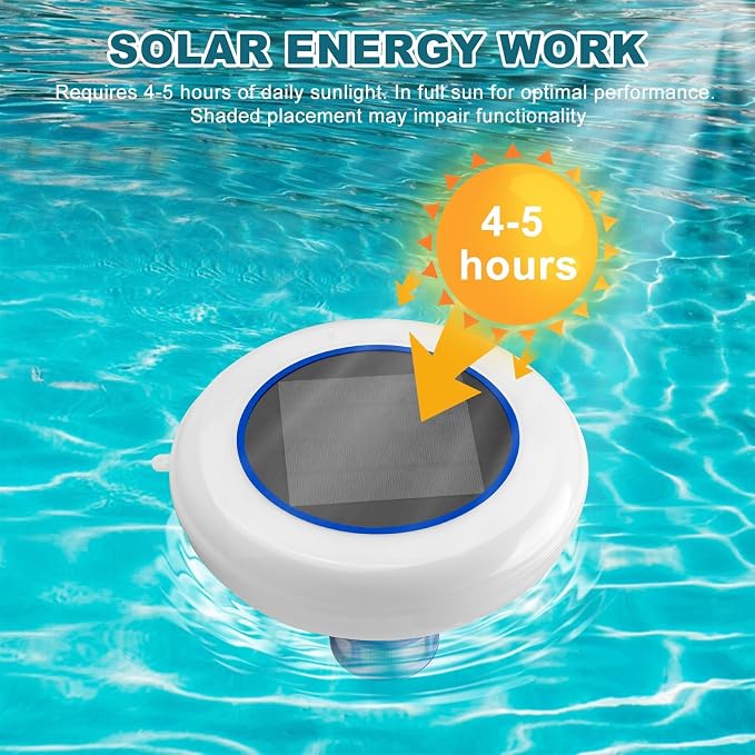 Solar Pool Ionizer - Pool Ionizer for Above Ground & Inground Pools Floating Copper Ionizer Durable Copper Anode Clear Water with Minimal Effort