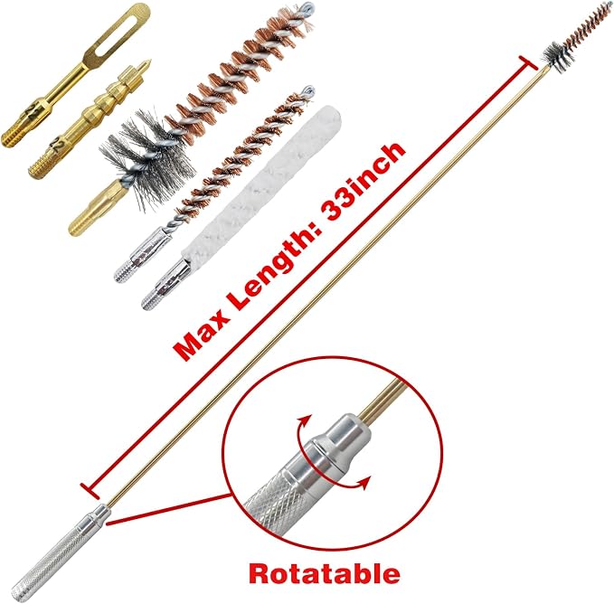 Gun Cleaning Kit for .22 .223Cal .22LR, 5.56 Cleaning kit with 30ml Gun Cleaning Oil, Gun Cleaning Snake, Cleaning Swabs, Bronze Bore Brush and Brass Jag Adapter with Portable Case