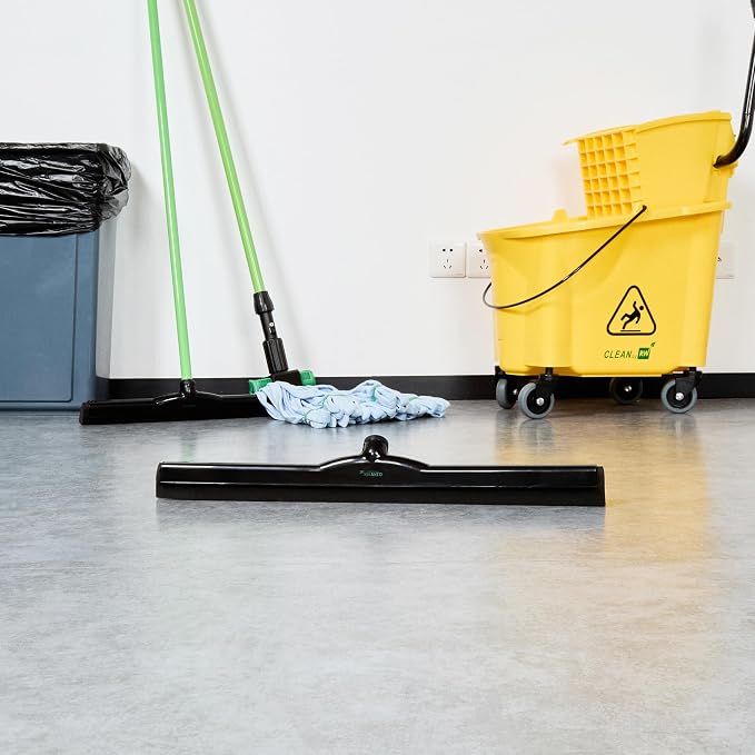 Restaurantware-SQUEEGEE ONLY: Clean Tek Professional 24 Inch Floor Squeegee, 1 Broom With Foam Blade - Handle Sold Separately, Heavy-Duty, Black Plastic Wiper For Bathroom Floor