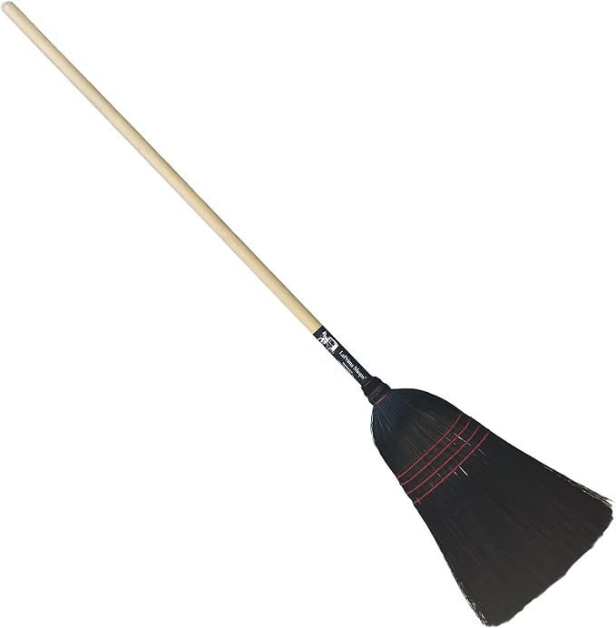 LaPrima Shops Authentic Amish Hand Made All Broomcorn Broom (54-Inch/Medium - Black)