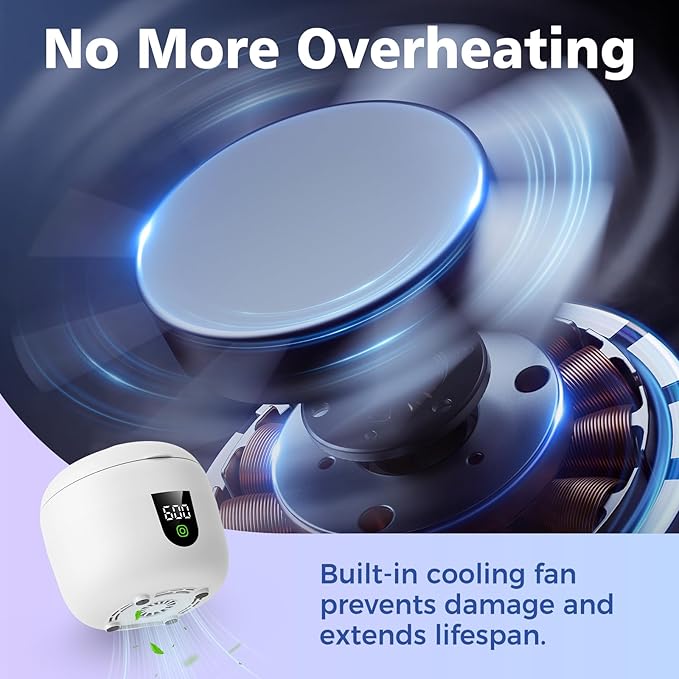 Waterproof Ultrasonic Retainer Cleaner Machine with 180ml Removable Water Tank – 45kHz Ultrasonic Cleaner for Mouth Guards, Jewelry, and Retainer Cleaner– Digital Timer, Smart Pause, Quiet to 30dB