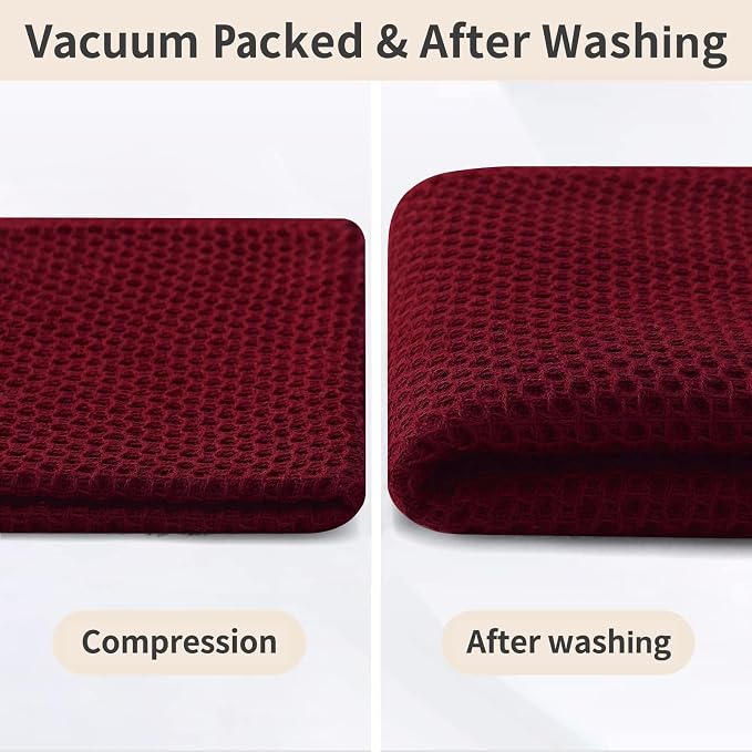 Homaxy 100% Cotton Kitchen Towels and Dishcloths Set, 12 x 12 Inches and 13 x 28 Inches, Set of 8 Bulk Kitchen Towels Set, Ultra Soft Absorbent Dish Cloths for Washing Dishes, Burgundy