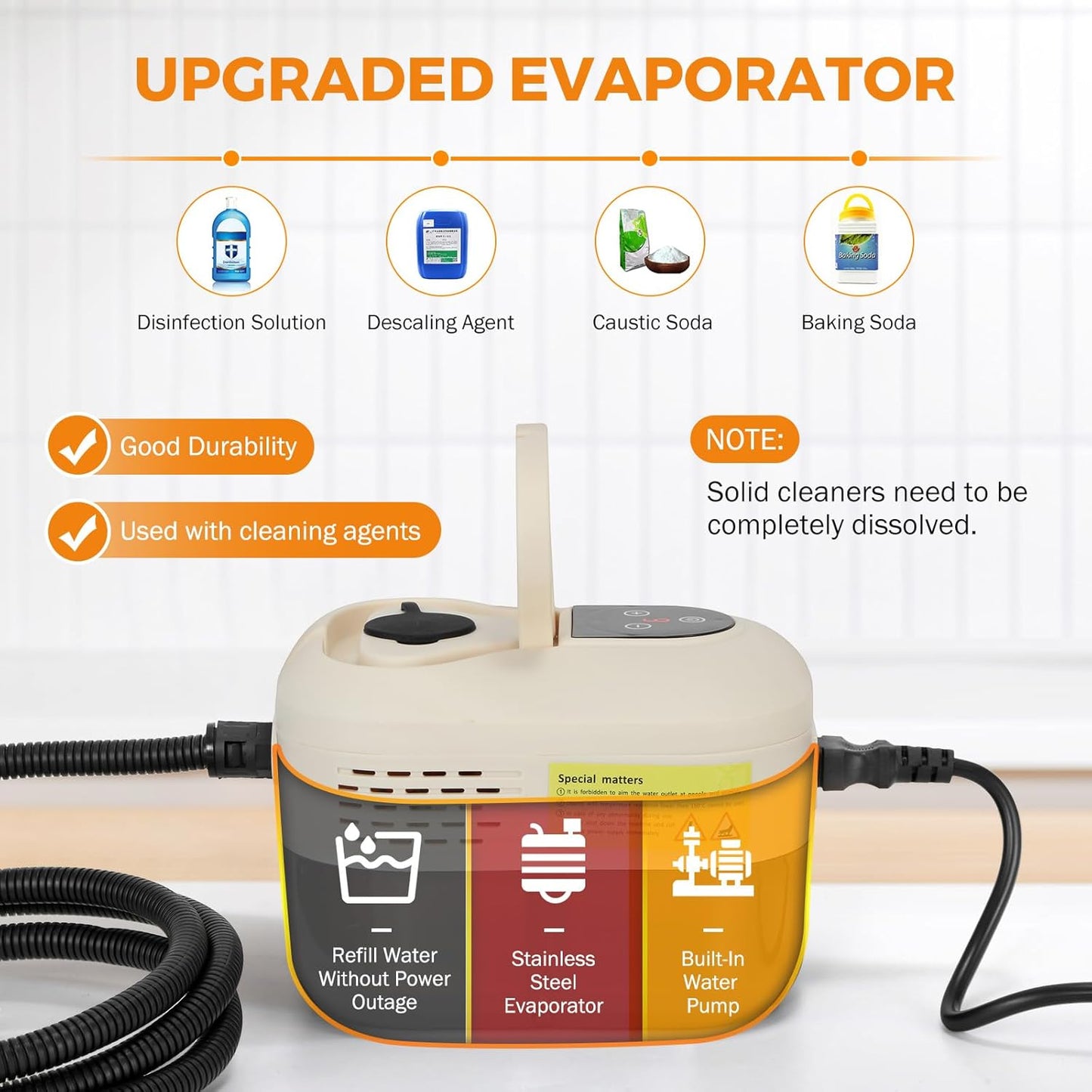 BEAMNOVA Car Steamer Steam Cleaner for Auto Detailing 1.2L (41oz) Water Container Handheld Steam Machine for Cleaning Portable High Pressure Multipurpose Steam Gun, Color Ivory