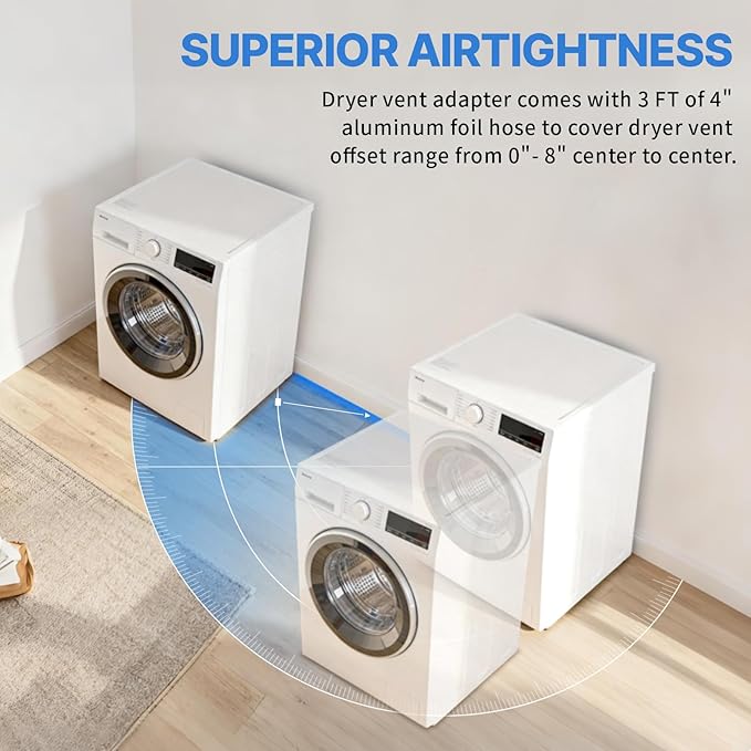 Magnetic Dryer Vent Connector Kit, DV180 Airtight Seal Coupling, Strong Magnet Quick Connection Self-Alignment Easy to Clean Included a 4ft 4" Duct & 2 Clamps