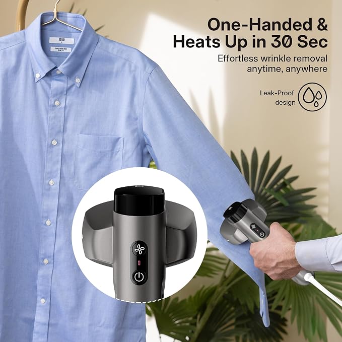 GKJ Handheld Steamer for Clothes, Garment Steamer with Auto-Grip Technology, Portable Travel Clothes Steamer, Dry Steam for Shirts, Dresses & Delicate Fabrics(for 110-120V)