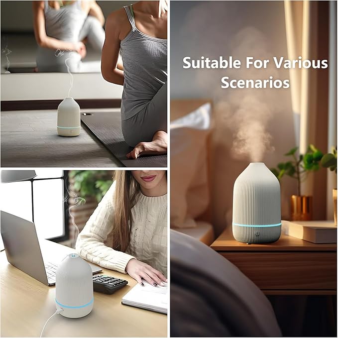 Oil Diffuser,100ML Mini Aromatherapy with USB Cable & Adapter, 7 Colors Lights Mode Waterless Auto Off for Car Home Office Room (USB Power)