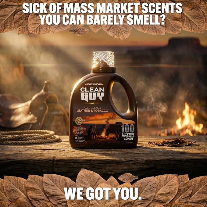 Laundry Detergent | Powerful Cleaning, Soft & Fresh Clothes, Long-Lasting Aroma - Leather & Tobacco (100 Loads)