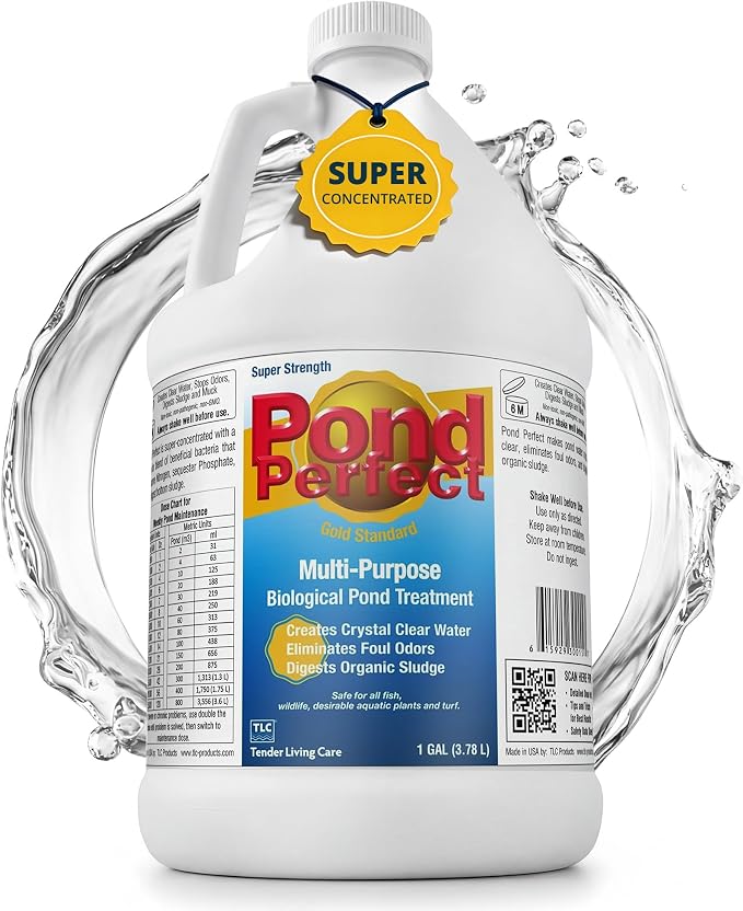 PondPerfect Pond Bacteria - Natural Treatment for Ponds – Liquid Formula for Pond Maintenance – Pond Cleaner for Outdoor Ponds - Safe for Fish & Koi – Easy Dosing – 1 Gallon for up to 100000 gal