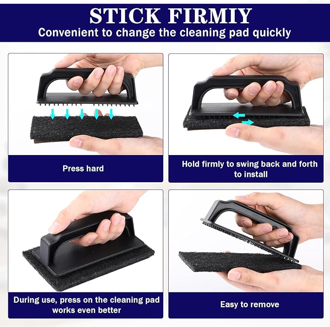 Reallnaive 62 Pcs Griddle Cleaning Kit Screen Holder Grill Screens Cleaning Pads Heavy Duty Abrasive Mesh Pads for Flat Tops, Cast Iron, Stainless Steel Griddle Cleaner Accessories Bundle (Black)