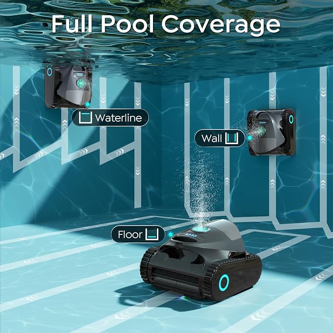 (2026 Upgrade) BRINBO C1 Robotic Pool Cleaner with 180 Mins, Pool Vacuum for Inground Ground Pools up to 1615 sq.ft, Smart Routing, Wall Climbing, Dual Filtration, with APP, Multi-Mode (Glossy Black)