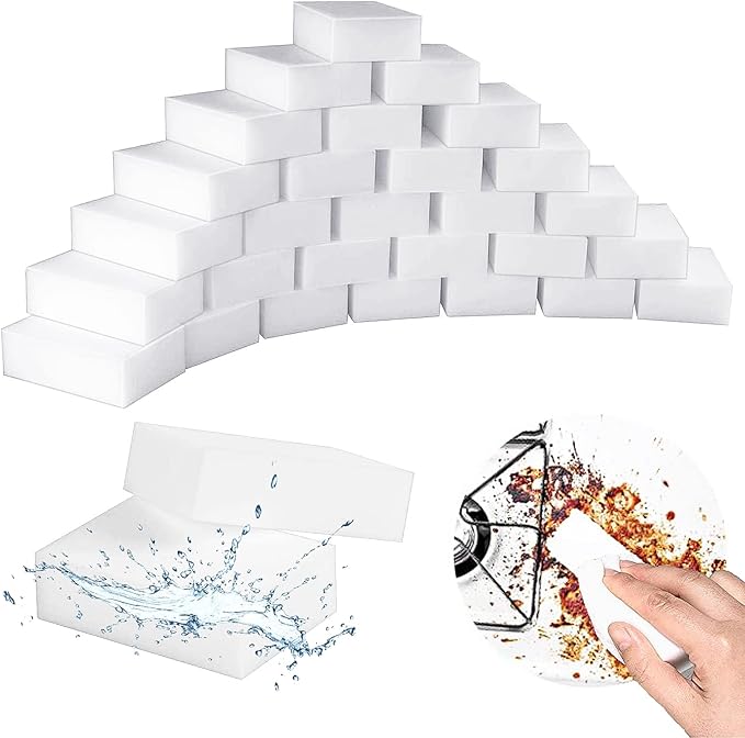 Magic Cleaning Sponges Eraser, 100 Pack Premium Melamine Sponge Foam Cleaning Pads, Dish Sponges, White Household Cleaning Scrub Sponge for Kitchen, Bathroom, Furniture, Floor Wall Cleaner