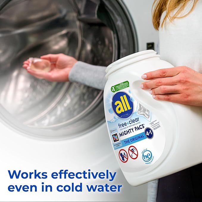 all Unit Dose Laundry Detergent, Mighty Pacs, Free Clear, 60 Count