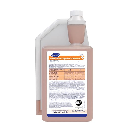 Diversey 101109755 Stride Citrus Neutral Cleaner, Commercial Liquid Floor Cleaner, Citrus Scent, AccuMix Concentrate, 32-Ounce (Pack of 6)