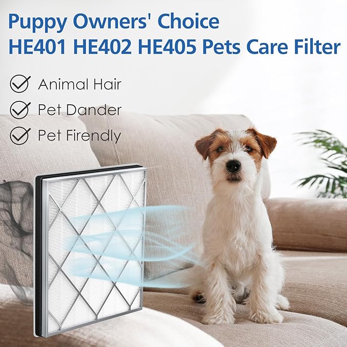 HE401 Filter Replacement for Shark Air Purifier 4 Compatible with Shark 4 Fan Air Purifier HE400 Series, HE401, HE402, HE402AMZ, HE402C, HE405, UA415, HE4FKBAS, HE4FKPET, HE4FKPETMB, HE4FKPRO, 3 Pack