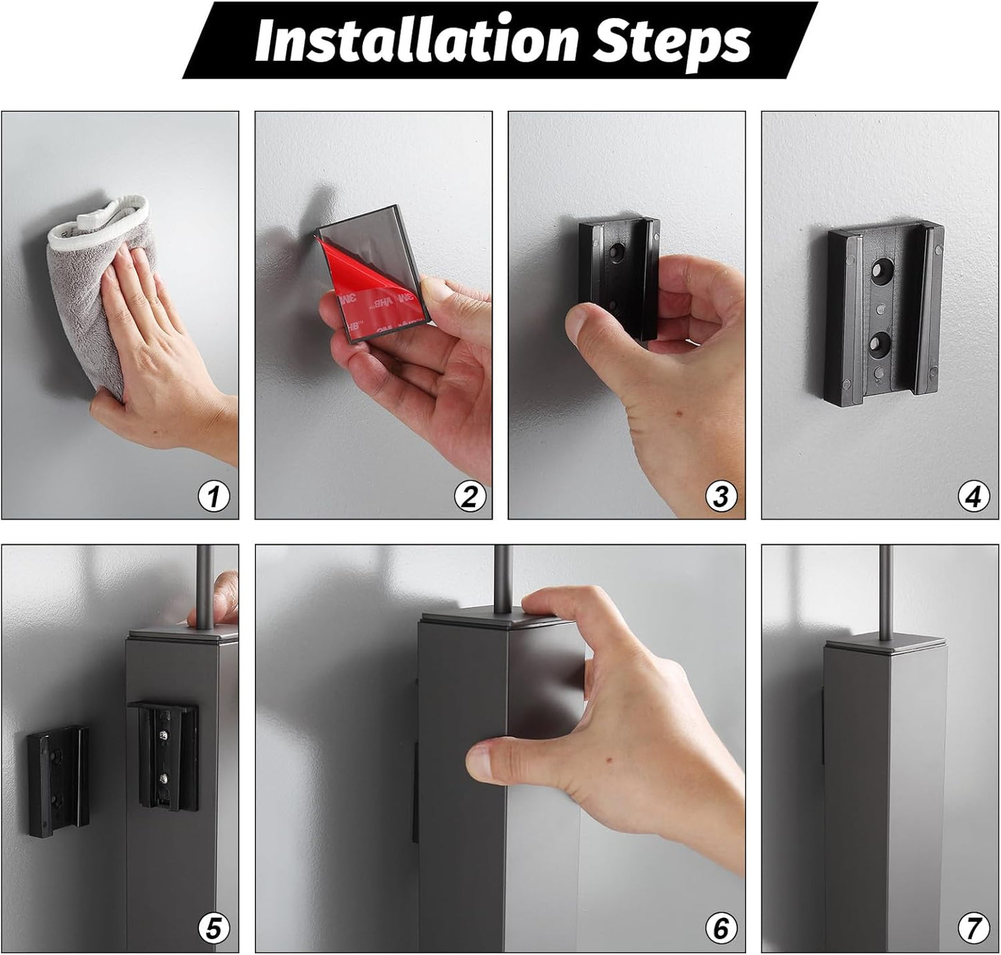 BGL Toilet Brush and Holder Set Brushed Gold Wall Mounted for Bathroom Square Design