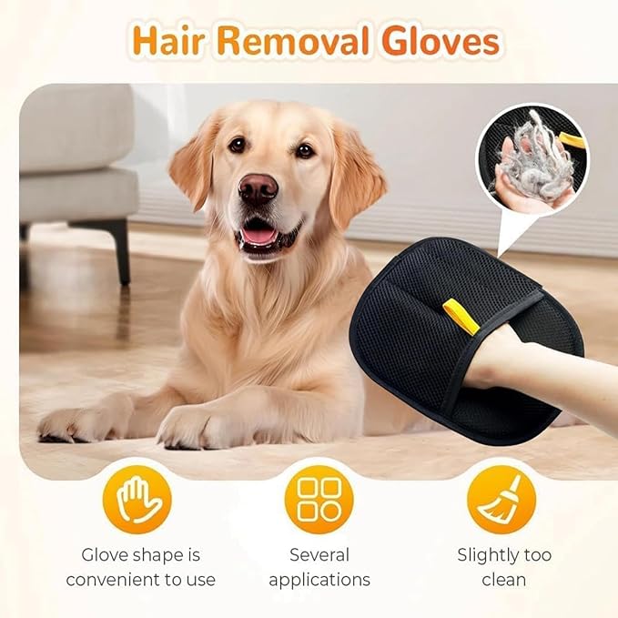 Pet Hair Removal Glove, Pet Hair Remover Gloves for Cats & Dogs, Dogs, Electrostatic Pet Hair Removal Gloves Brush for Pets Hair, Suitable for All Pets (2pcs)