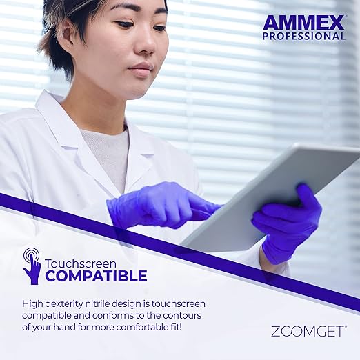 AMMEX Indigo Nitrile Disposable Exam Gloves, 3 Mil, Latex & Powder Free, Food-Safe, Textured, Non-Sterile, Large, Box of 100