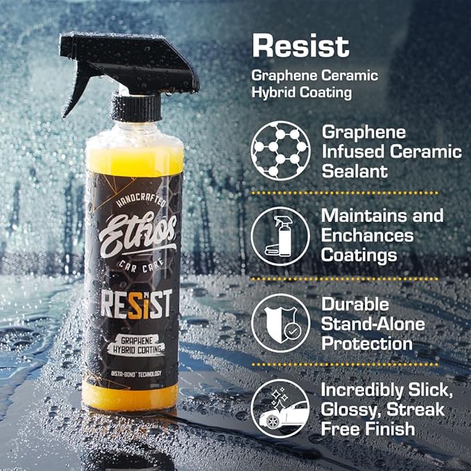 Ethos RESIST Graphene Spray Coating for Cars – Graphene Ceramic Coating Spray, Extreme Hydrophobic Protection, Gloss Enhancement, Ceramic Coating for Cars (Gallon)