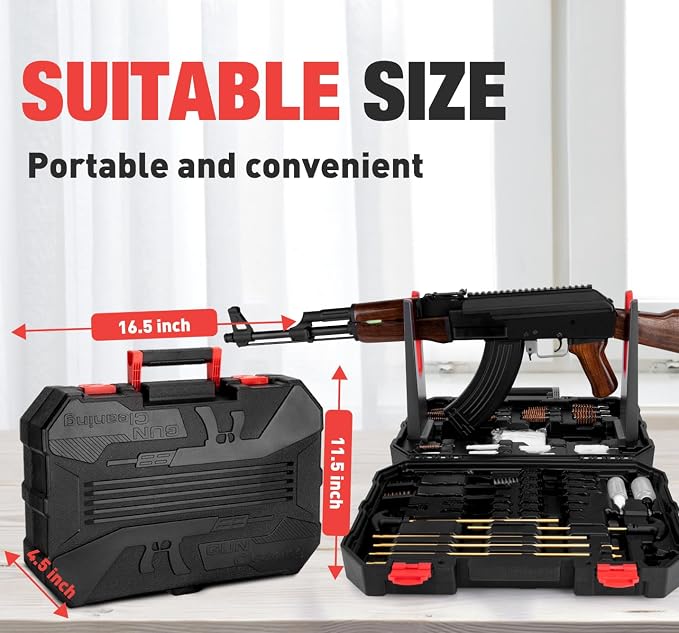 Universal Gun Cleaning Kit for All Caliber Compatible with Pistol Rifle Handgun Shotgun Hunting with Cleaning Stand，Gifts for Men, Dad, Husband