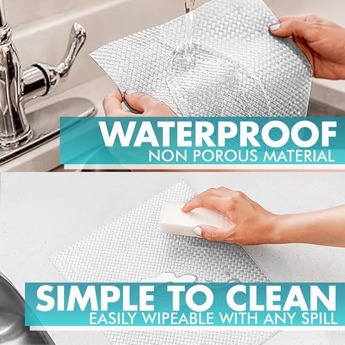 Kitchen Drawer Liners Shelf Liners for Kitchen Cabinets - Truly Non Slip, Non Adhesive Kitchen Cupboard Liners - Easy Cut/Fit, Protect Any Shelves, Wardrobe, Bathroom Surfaces (White, 30 x 900cm)