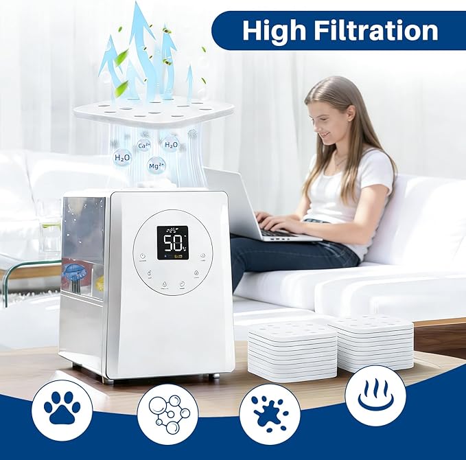 Humidifier Filter Replacement for LEVOIT, Mineral Absorption Pad Compatible with LV600S, LV600HH, OasisMist450S, Capture Particles in Tank to Improve Humidification- 20 Filters and 6 Humidifier Fishs