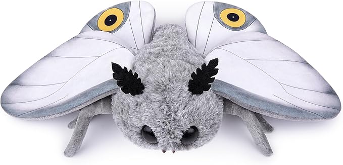 Cute Moth Plush Toy, White Moth Stuffed Animals 11in, Handmade Big Mothman Insect Plushie Model Toy, Unique Plush Gift Collection for Kids