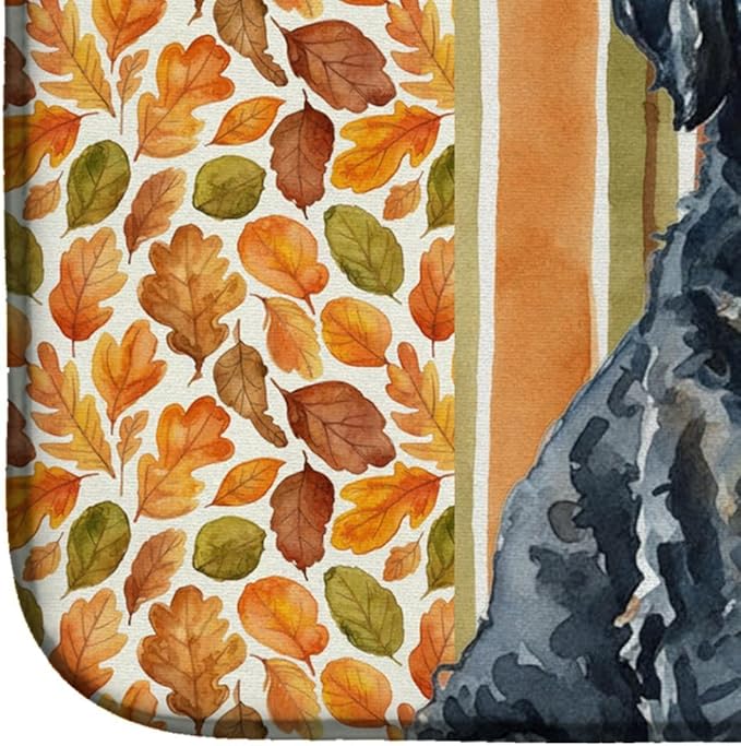 Caroline's Treasures Black Portuguese Water Dog Heirloom Fall Dish Drying Mat Absorbent Dish Drying Mat Pad for Kitchen Counter Dish Drainer Mat for Countertop, 14 x 21", Multicolor