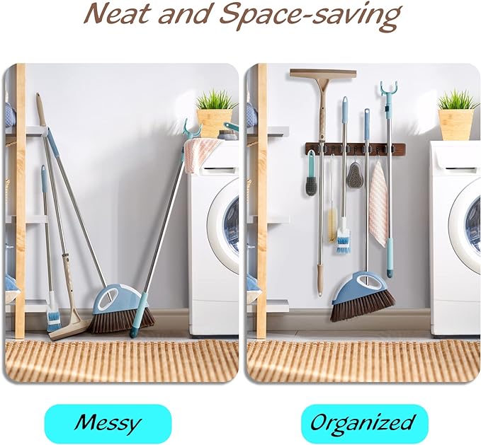 OUTNILI Broom Holder and Coat Rack Wall Mounted Bundle