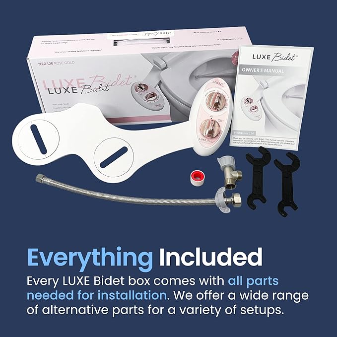 LUXE Bidet NEO 120 - Value 2-Pack Bidet Attachments, Self-Cleaning, Non-Electric (Rose Gold & White)