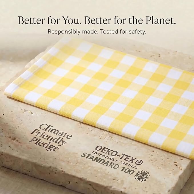 Urban Villa Easter Kitchen Towels Set of 6 Buffalo Checks Yellow/White Kitchen Towels 20X30 Inches 100% Cotton Highly Absorbent Kitchen Towels Premium Quality Ultra Soft Mitered Corners KitchenTowels