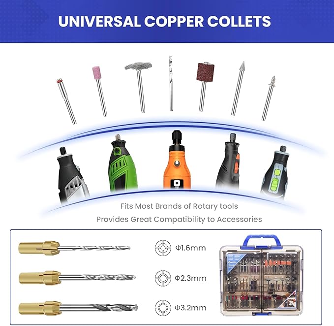 HARDELL 508PCS Rotary Tool Accessories Kit for Sanding Cutting Polishing | 508PCS Accessories · 1/8" Shank · Multi-Size Collets · Sanding Cutting Polishing · Organized Case