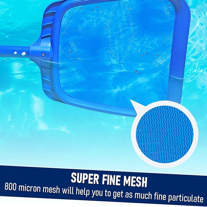 Poolvio Heavy Duty Swimming Pool Leaf Skimmer Net with Strong Reinforced Handle for Cleaning Swimming Pools, Hot Tubs, Spas and Fountains