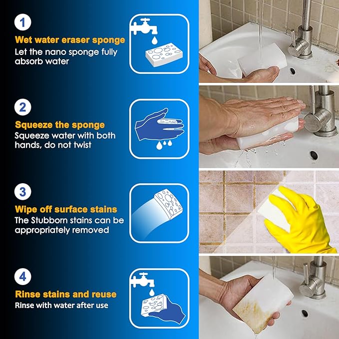 Magic Sponge Eraser, 100Pcs+50Pcs, 150pcs in Total, Durable Cleaning Foam, Premium Scrubber Pads, for Sinks, Kitchen, Bathroom, Wall, Glass, Shoes, Multi-Purpose Powerful Sponge.