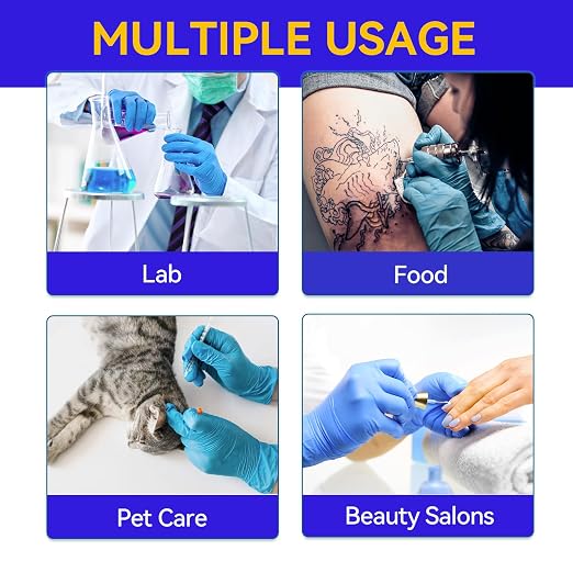 Basic Disposable Vinyl Exam Glove100Pcs,XL Size,Cleaning Gloves,Food Service Gloves,Powder Free,Latex Free,Non-Sterile for All Purposes,Blue (BMPF3004B)