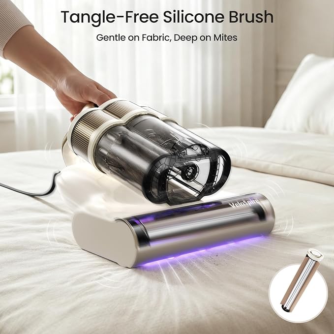 Bed Vacuum Cleaner, 20Kpa Mattress Vacuum Cleaner with 253.7nm UV-C Light & Dual Ultrasonic Tech, 149°F Hot Air, Pet Hair Brush for Cleaning Bed, Sofa, Carpet and Baby Crib